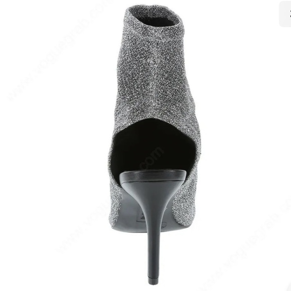 Silver Metallic Knit Sock Ankle Bootie Open Toe High Heel Women’s Size 6… - Picture 5 of 12